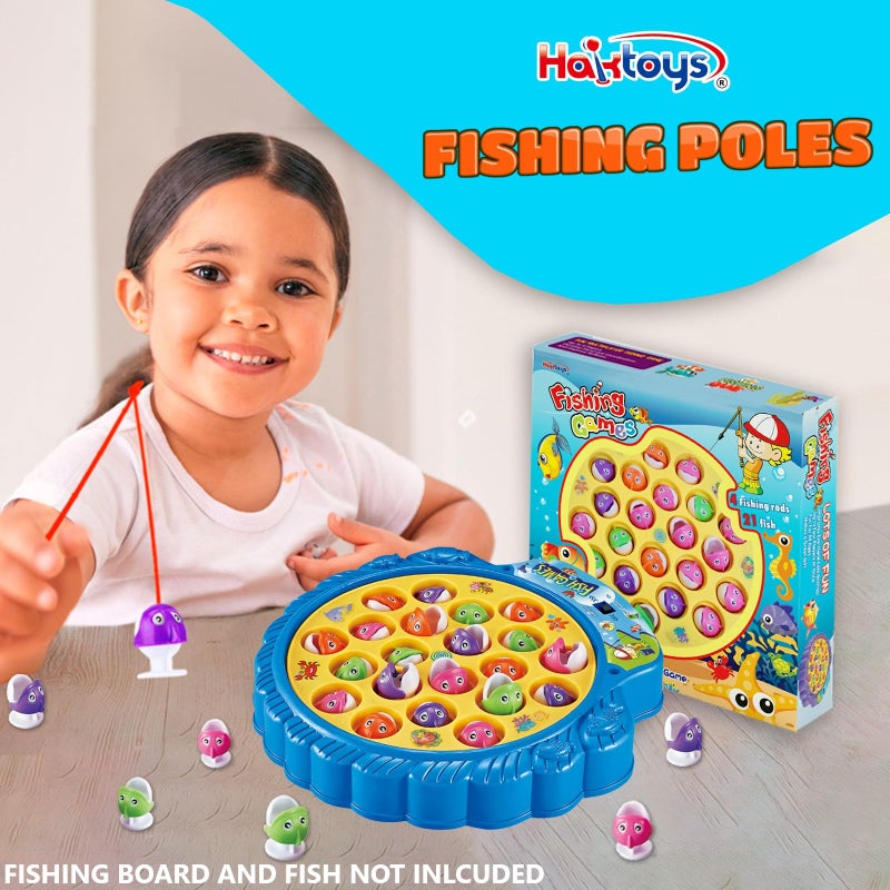 Haktoys Fishing Game Replacement Rods â€“ 4-Pack, Non-Magnetic Poles Compatible with Rotating Fishing Games â€“ Lightweight Plastic Rods for Kids Fishing Toy Sets - Image 2